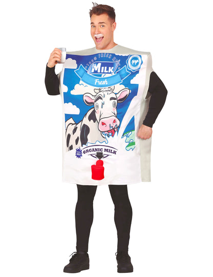 Kostým pre dospelých - humorný kartón od mlieka