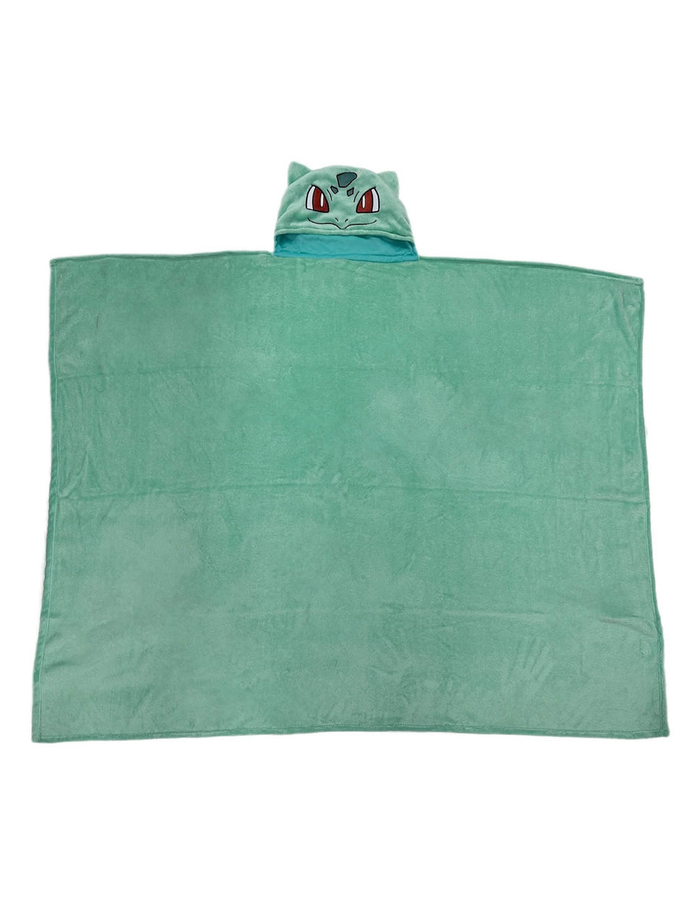 Vue d'ensemble à plat du déguisement plaid polaire à capuche Bulbizarre Pokémon