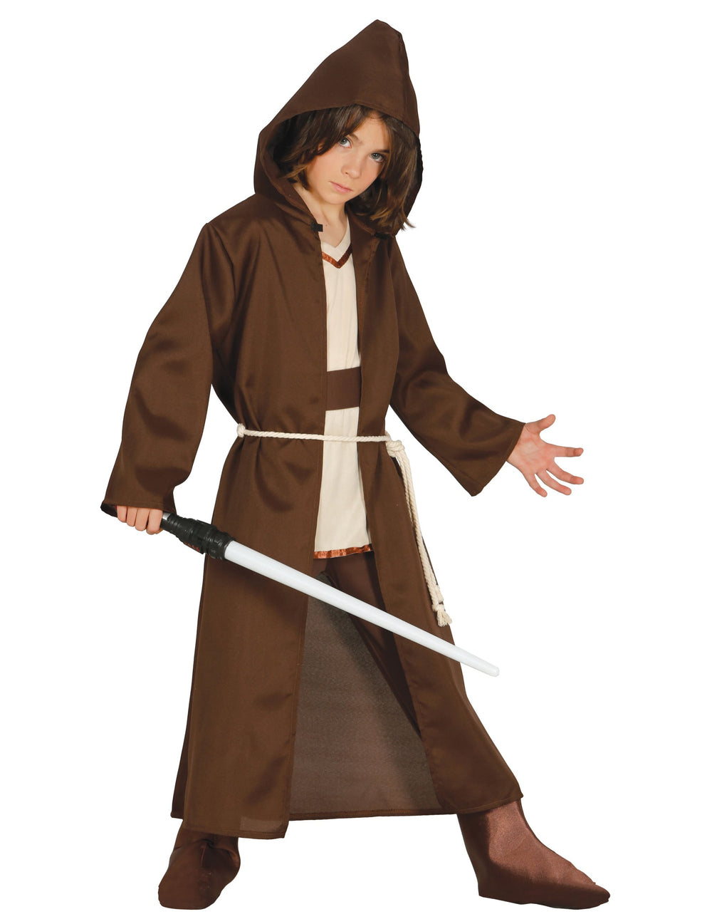Déguisement cape maître spirituel pour garçon marron et beige avec capuche