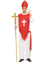 Déguisement cardinal pour homme rouge et blanc avec mitre et croix dorée