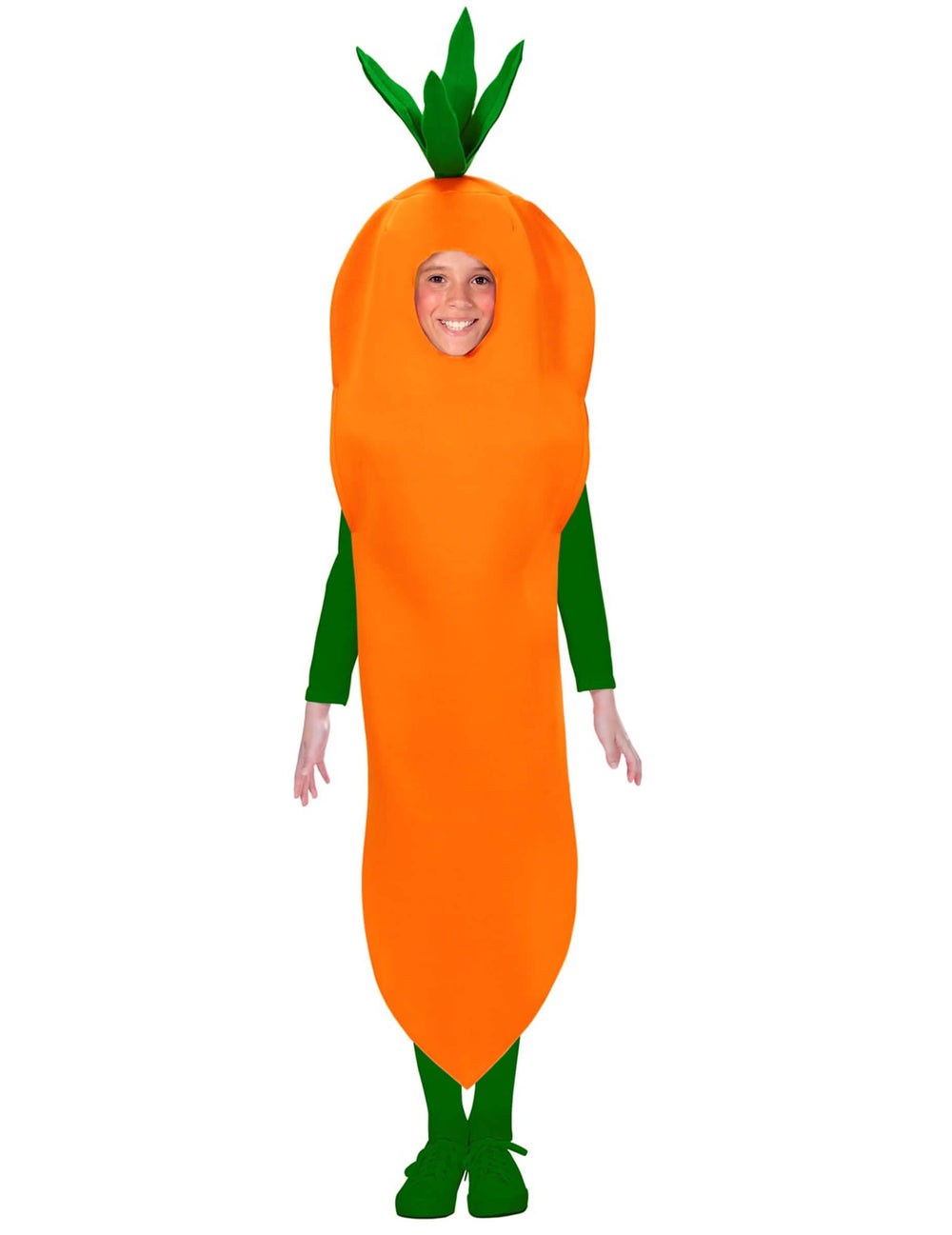 Kostým mrkvy pre dieťa oranžová s zelenými listami