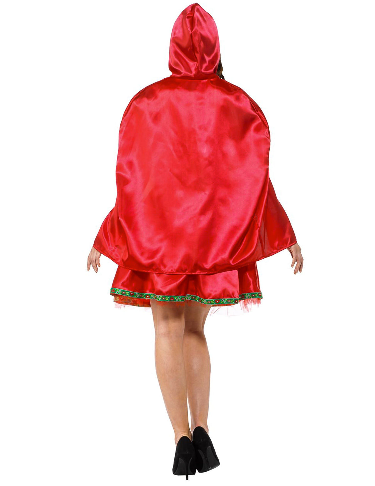 Vue de dos du déguisement chaperon rouge classique pour femme
