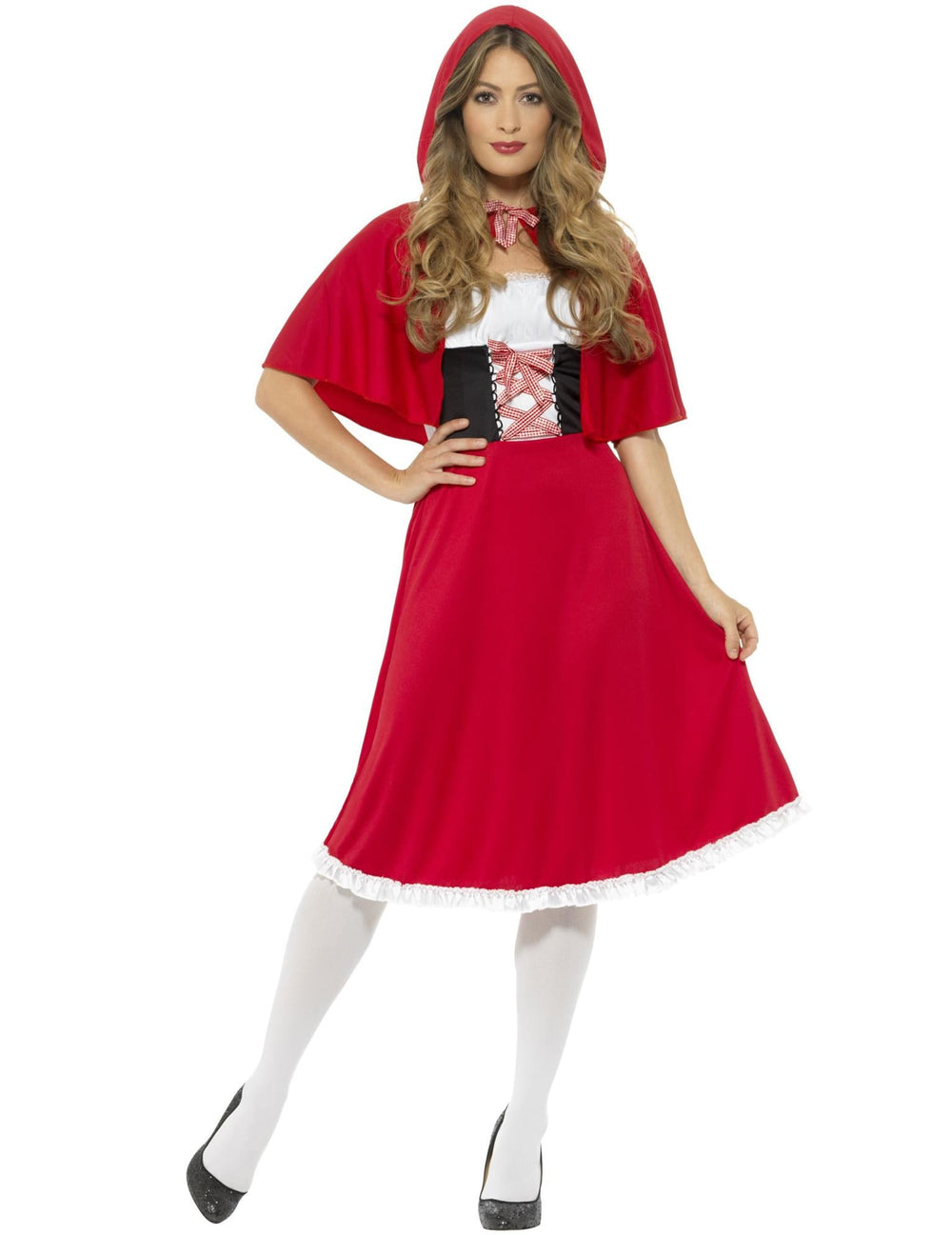 Déguisement chaperon rouge de conte pour femme rouge avec cape à capuche