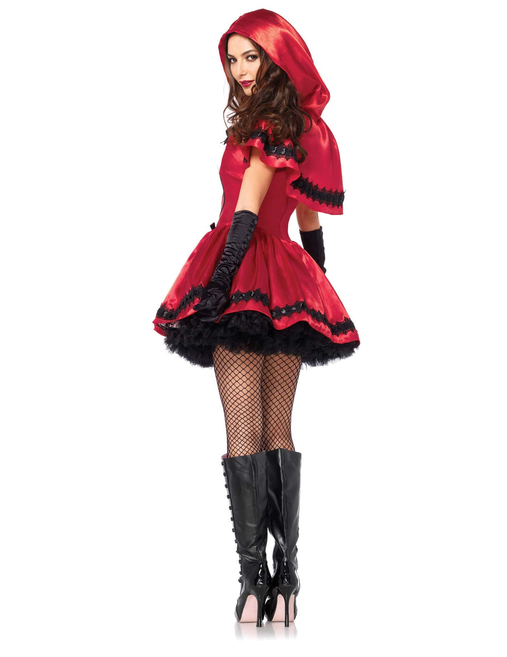 Mise en situation avec panier du déguisement de chaperon rouge chic