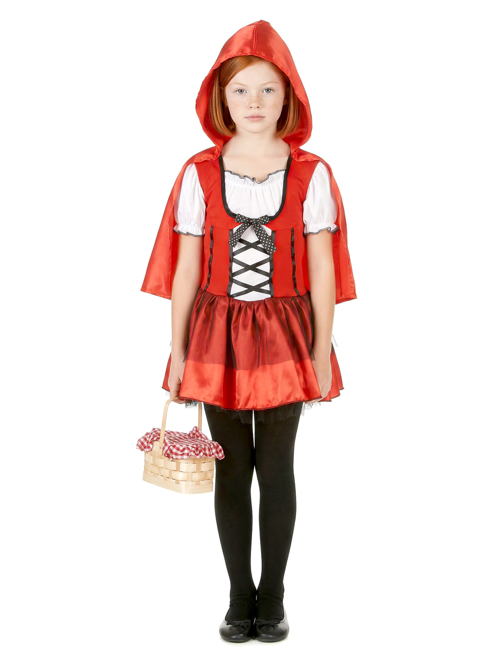 Vue de plein pied du déguisement de chaperon rouge pour fille
