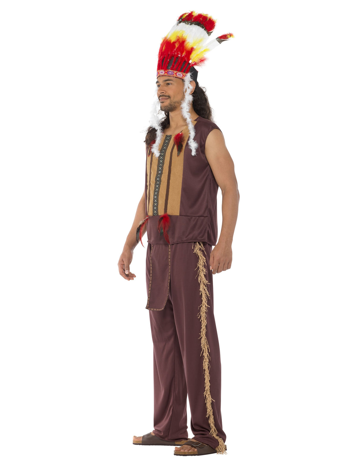 Vue de profil du déguisement de chef indien pour homme