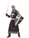 Déguisement de chevalier médiéval pour homme noir et argent