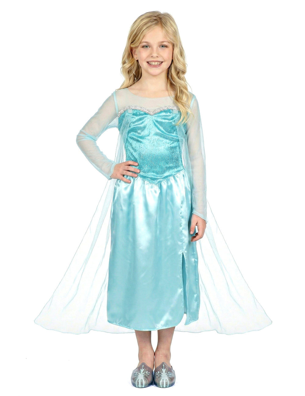 Vue de face du déguisement classique Elsa la reine des neiges pour fille