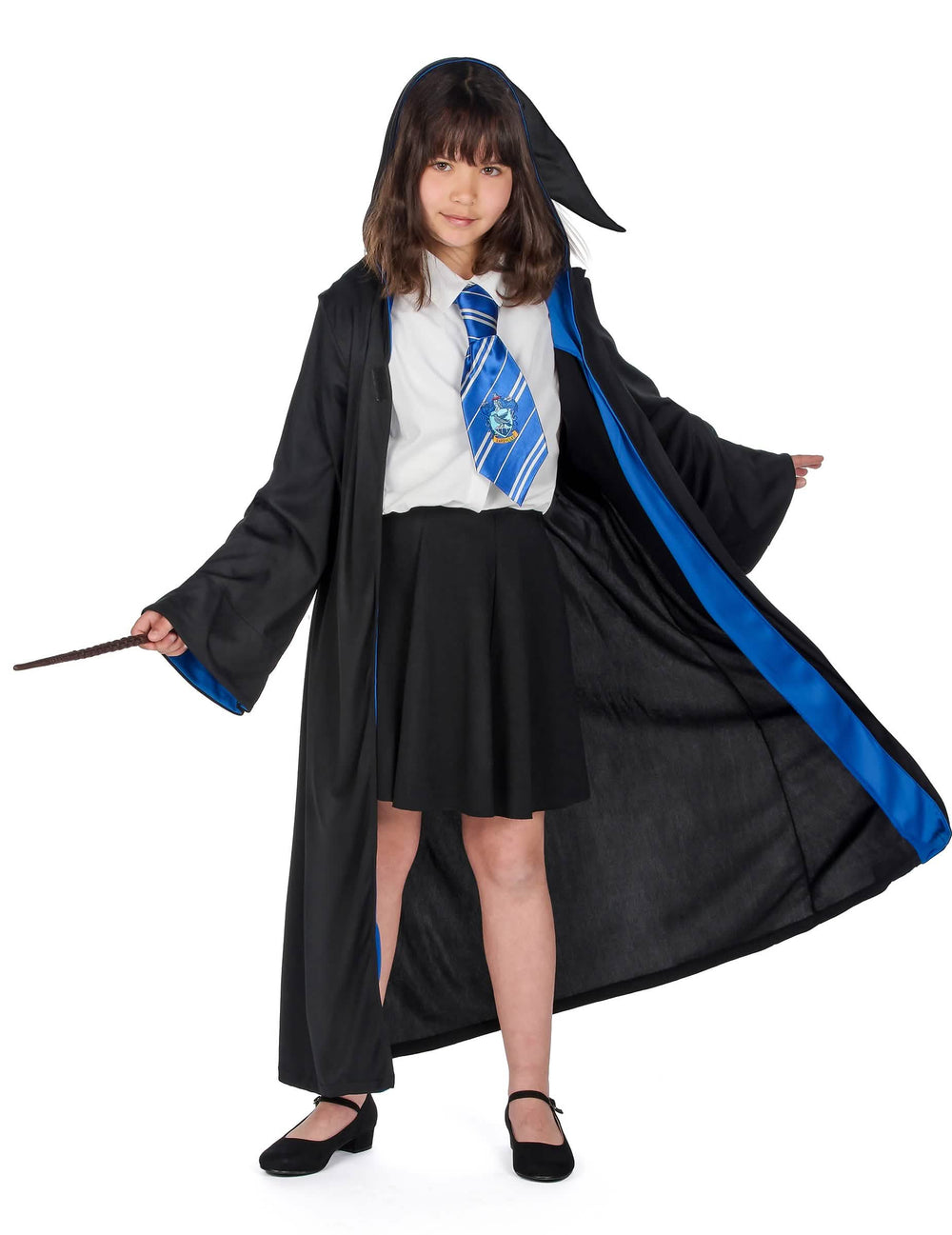 Klasický kostým Slizolin Harry Potter pre dieťa čierna a modrá s kravatou