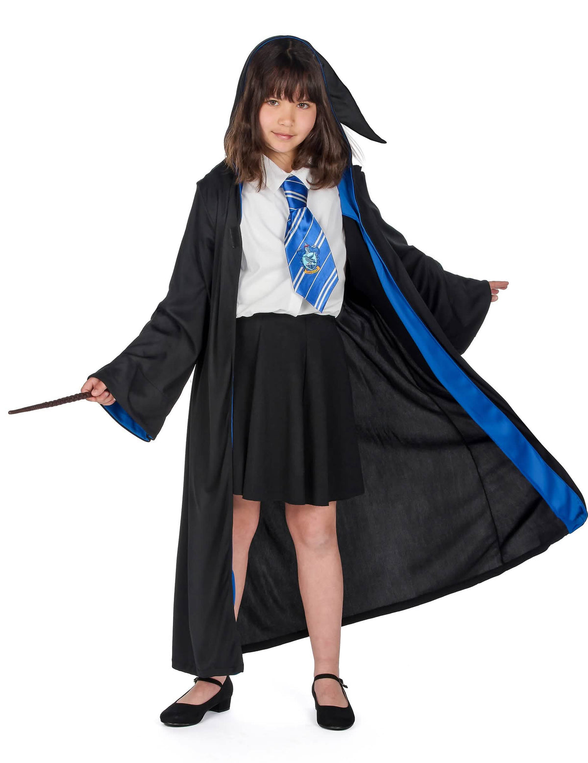Klasický kostým Slizolin Harry Potter pre dieťa čierna a modrá s kravatou