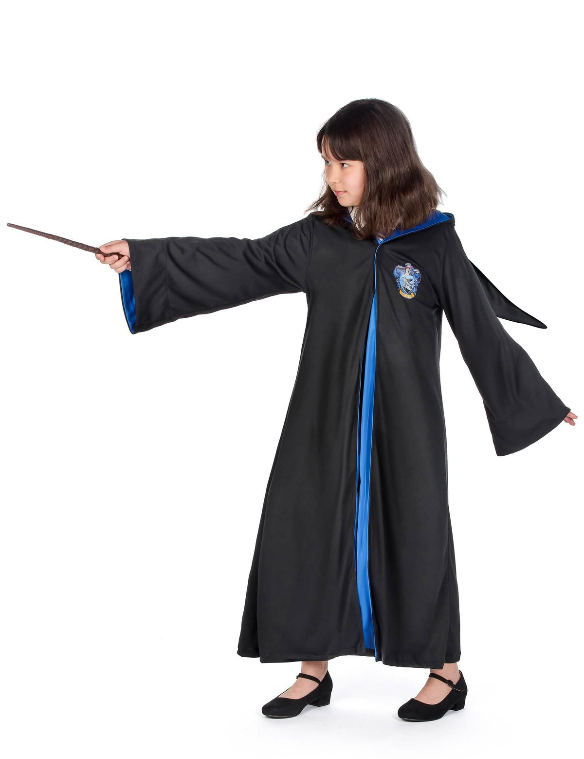 Trojštvrťový pohľad s prútikom klasického kostýmu Bystrohlav Harry Potter™
