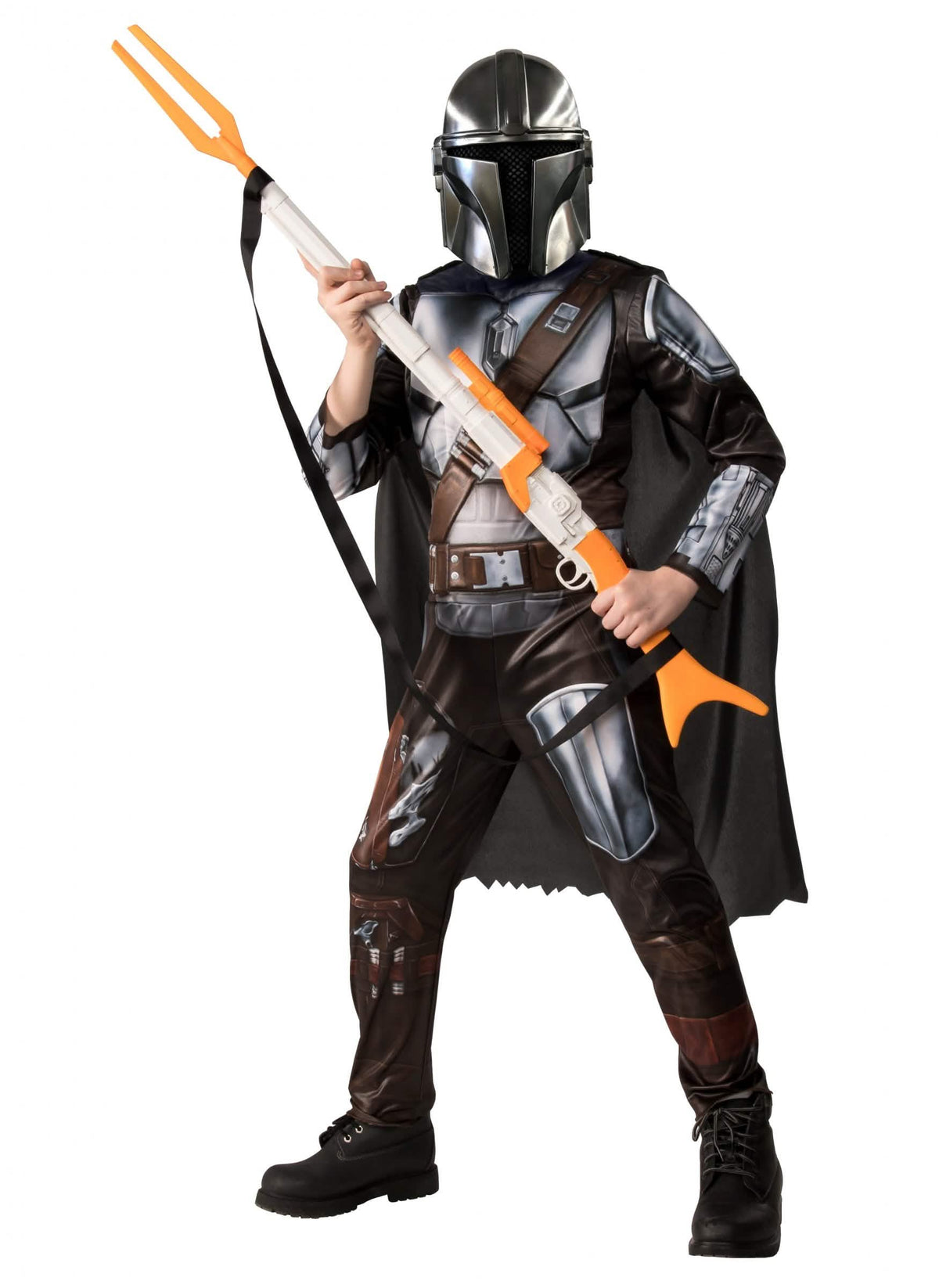 Klasický kostým Star Wars The Mandalorian pre dieťa strieborná a hnedá s maskou