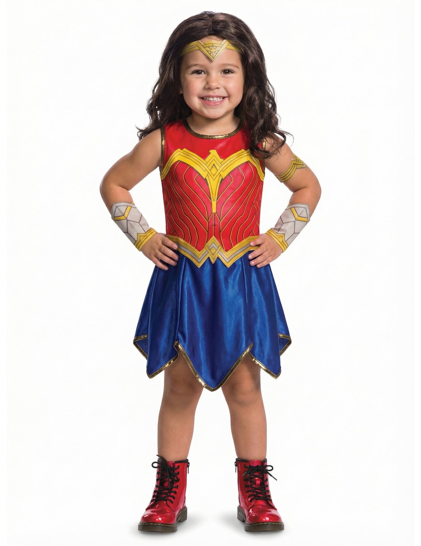Vue de face du déguisement classique Wonder Woman Justice League™ pour fille
