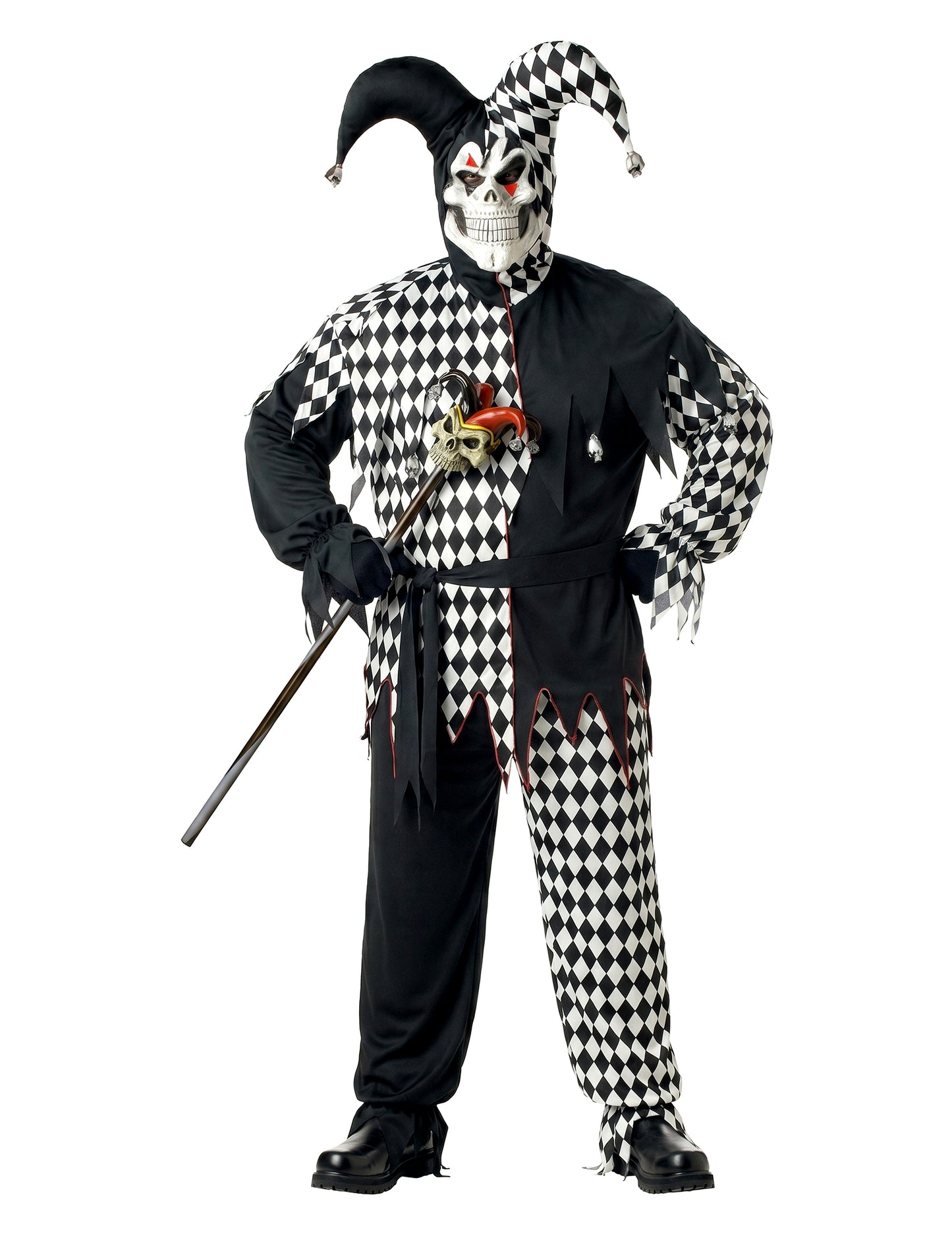 Déguisement clown Arlequin d'Halloween homme noir