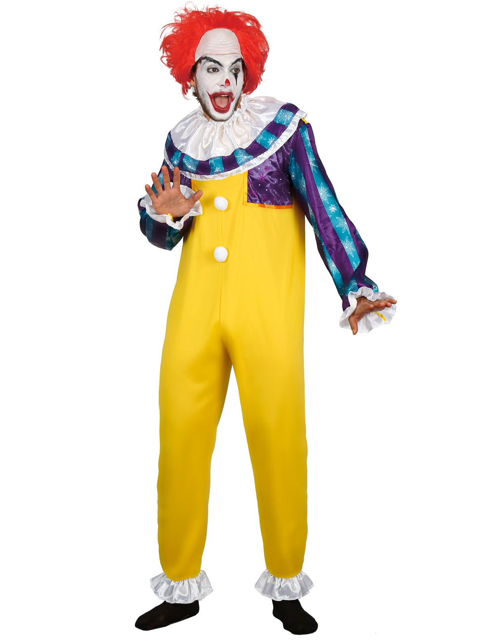 Vue d'ensemble du déguisement clown de film d'horreur pour adulte