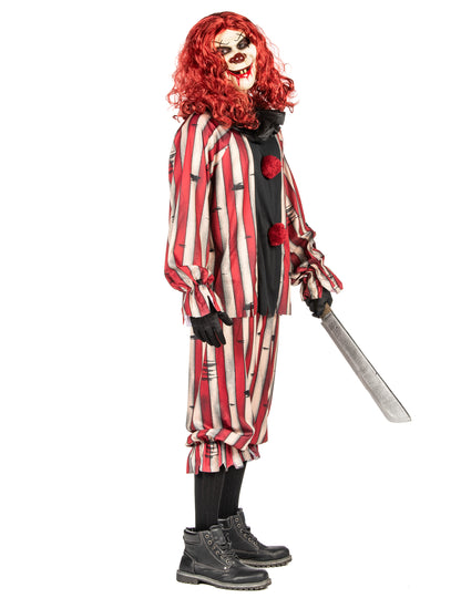 Vue de trois-quart du déguisement de clown démoniaque luxe