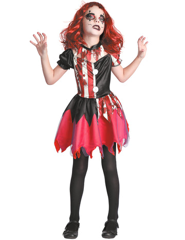 Déguisement de clown ensanglanté pour fille rouge et noir