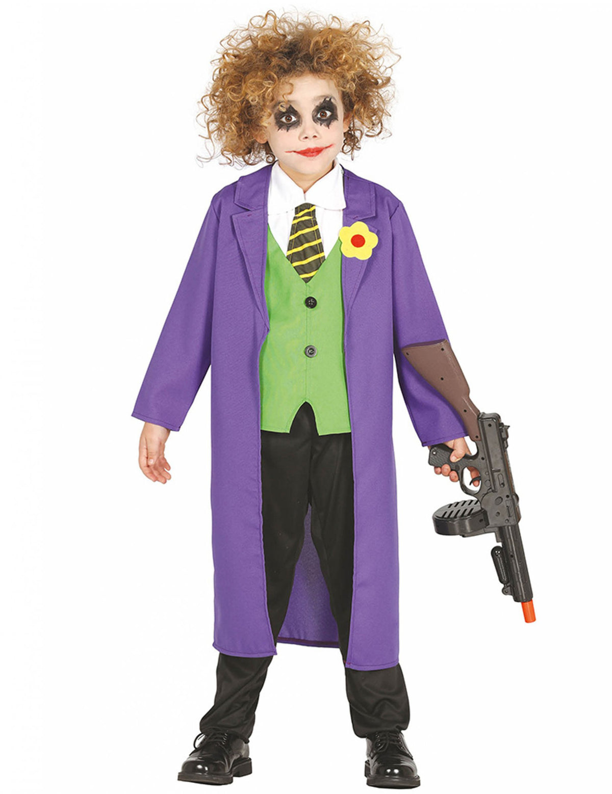 Déguisement clown joker fou pour enfant violet et vert avec veste longue