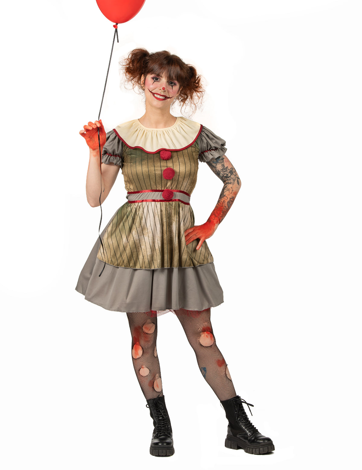 Vue d'ensemble du déguisement clown psycho pour femme