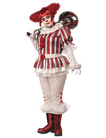 Veľká veľkosť žien luxusného kostýmu Psycho Clown Costume