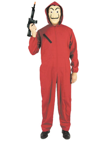 Kostým červená zlodejská kombinéza pre dospelých 