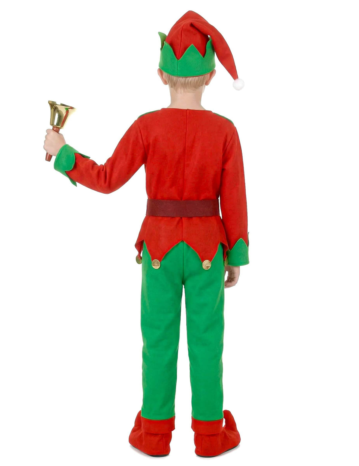 Pohľad zozadu na kompletný vianočný kostým Elf