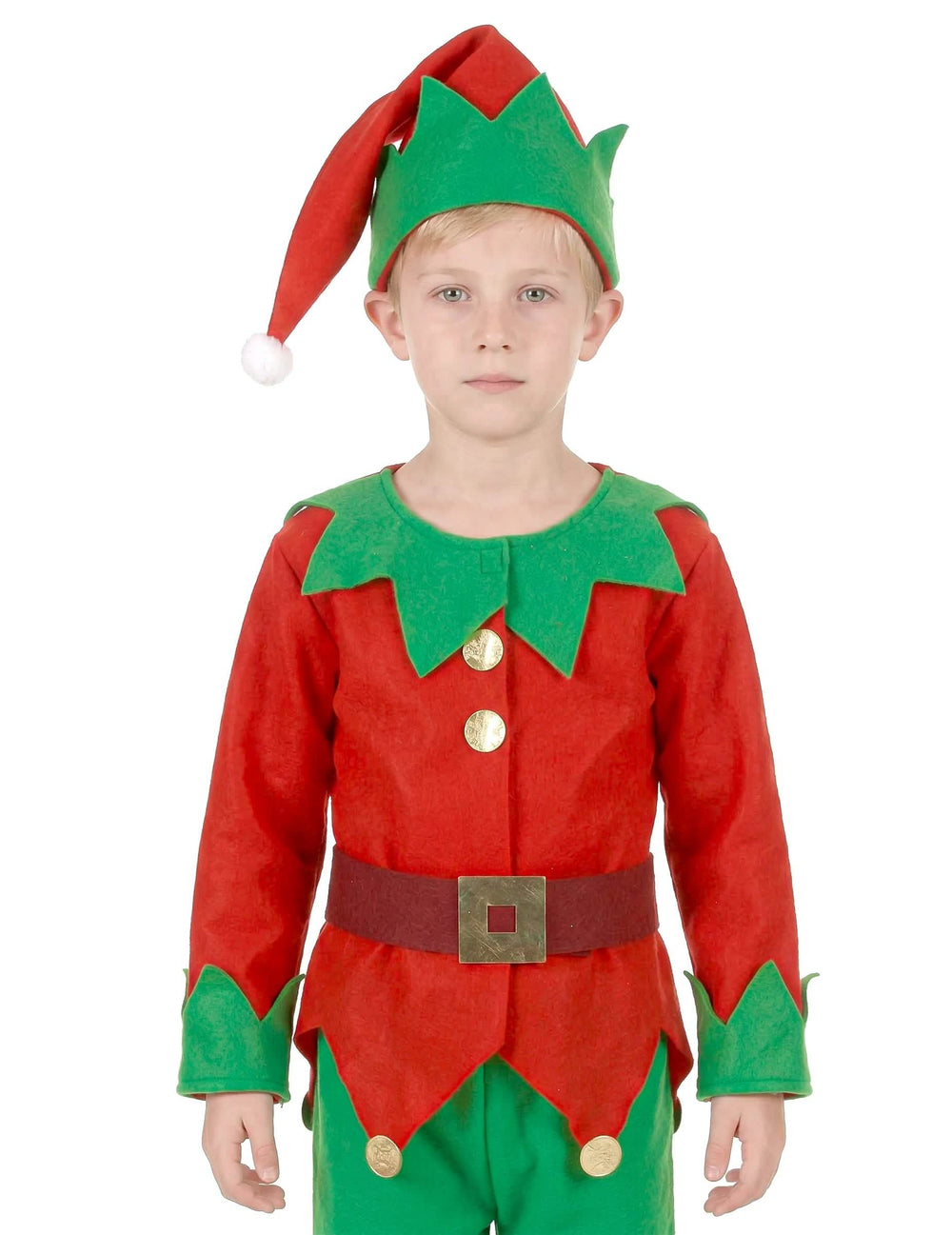 Priblížený záber na bustu kompletnej vianocej elfieho kostýmu