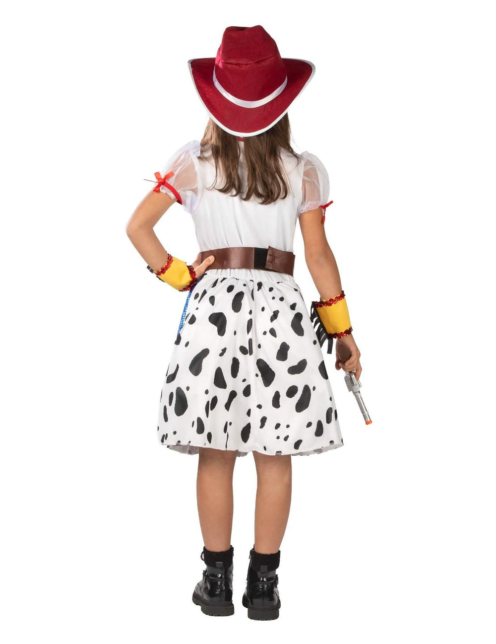 Pohľad zozadu na kreslený kostým cowgirl pre dievča