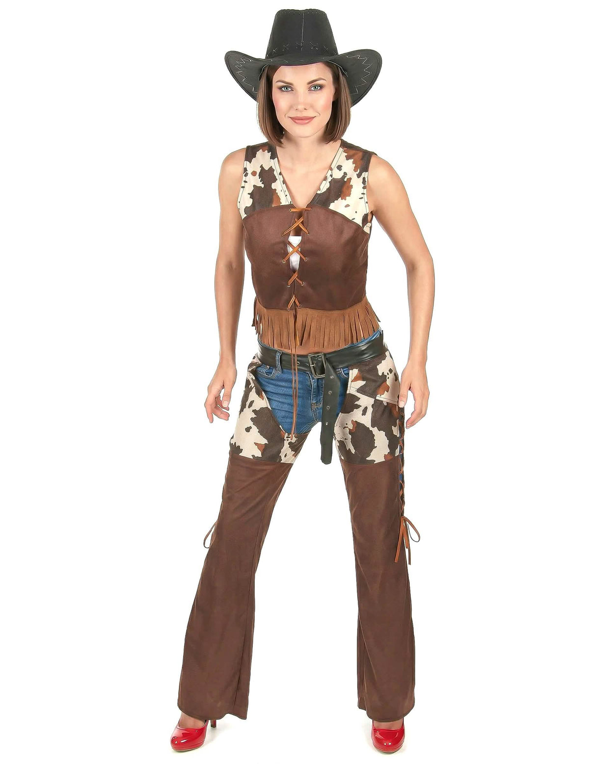 Predný pohľad na kostým cowgirl s nohavicami