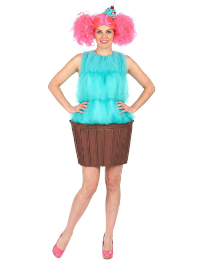 Déguisement de cupcake pour femme turquoise et marron