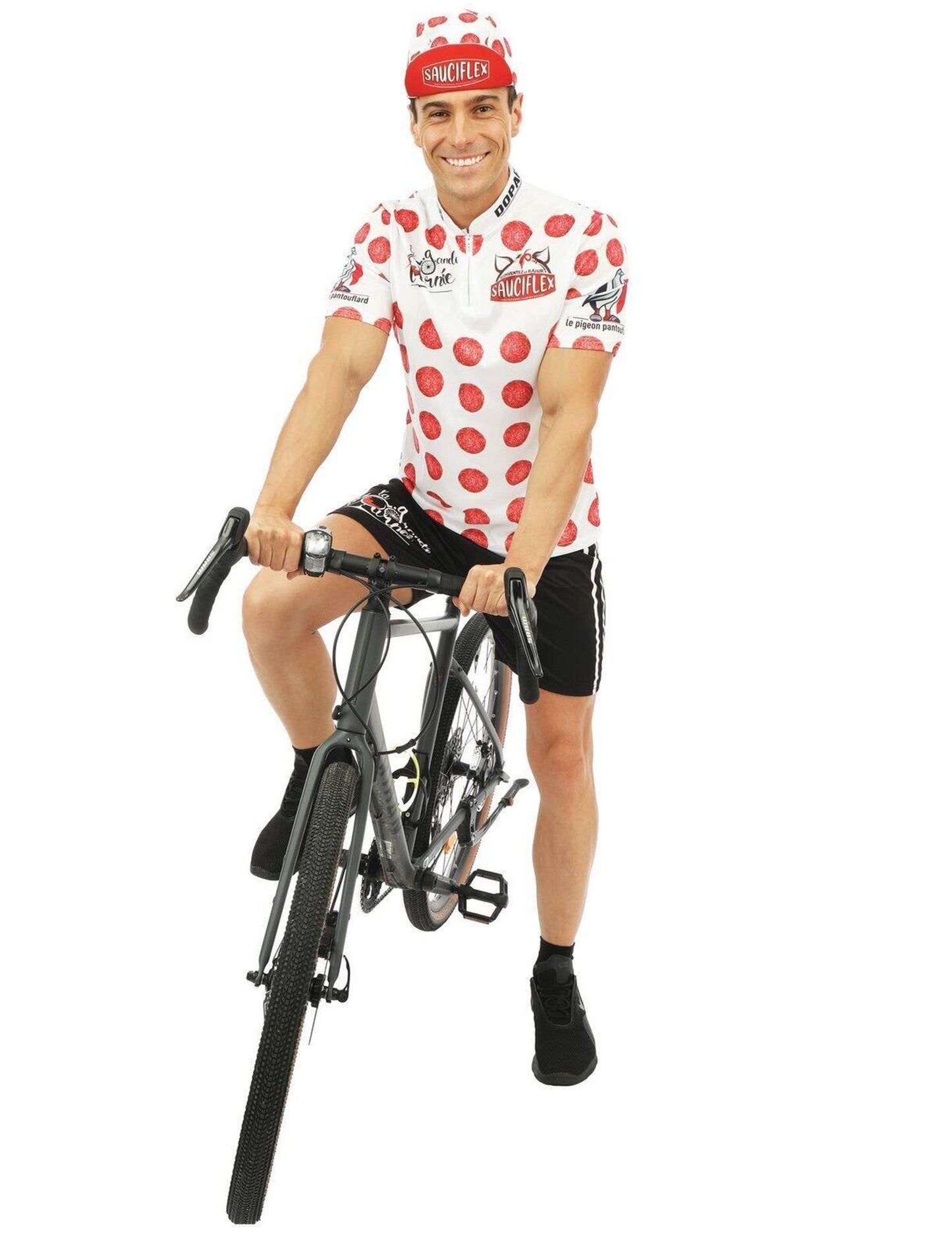 Sauciflex Pánske biele a červené cyklistické kostýmy