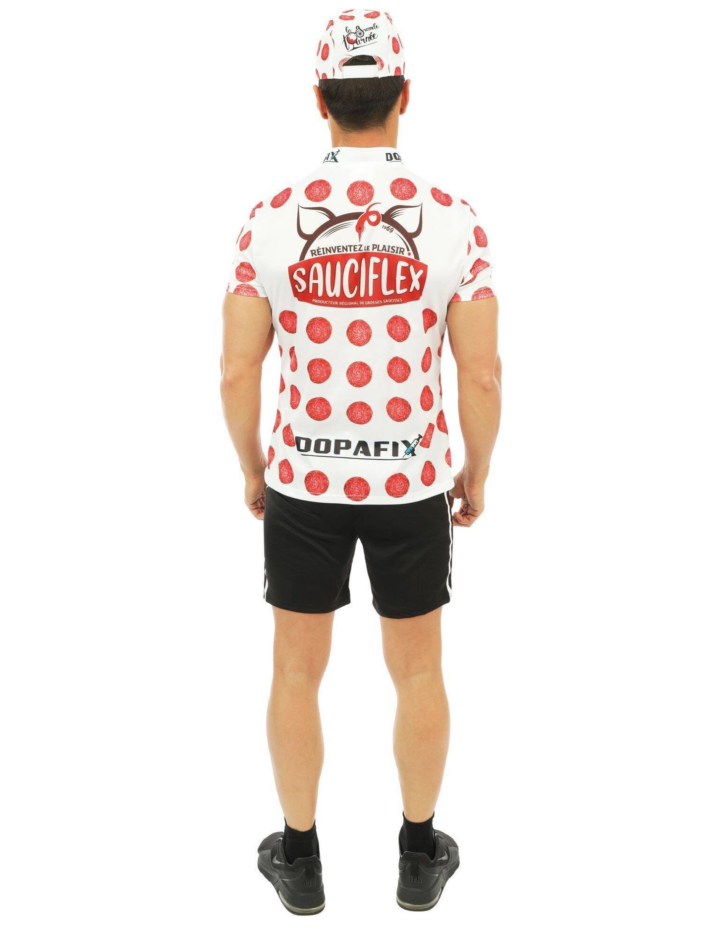 Sauciflex Pánske biele a červené cyklistické kostýmy