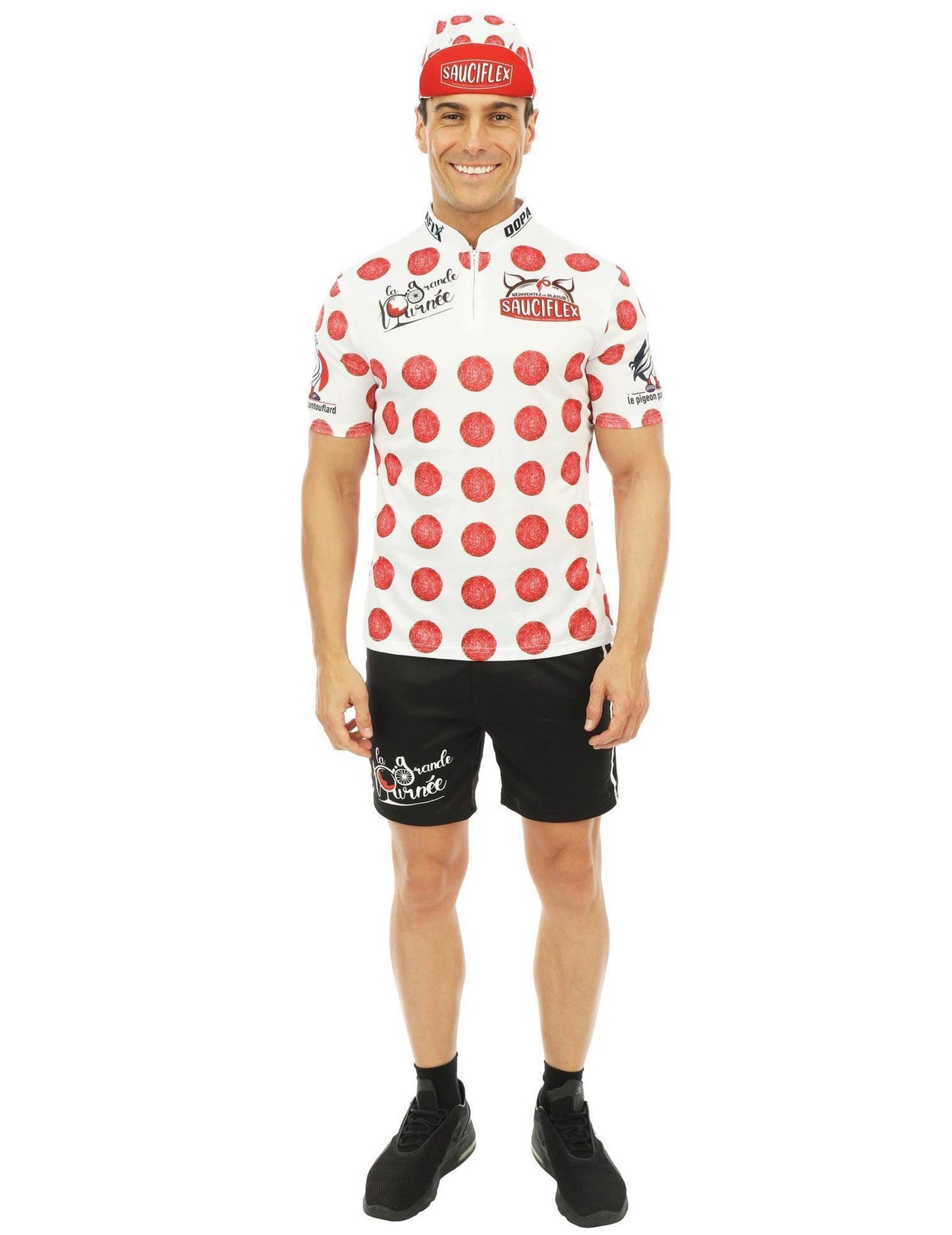 Sauciflex Pánske biele a červené cyklistické kostýmy