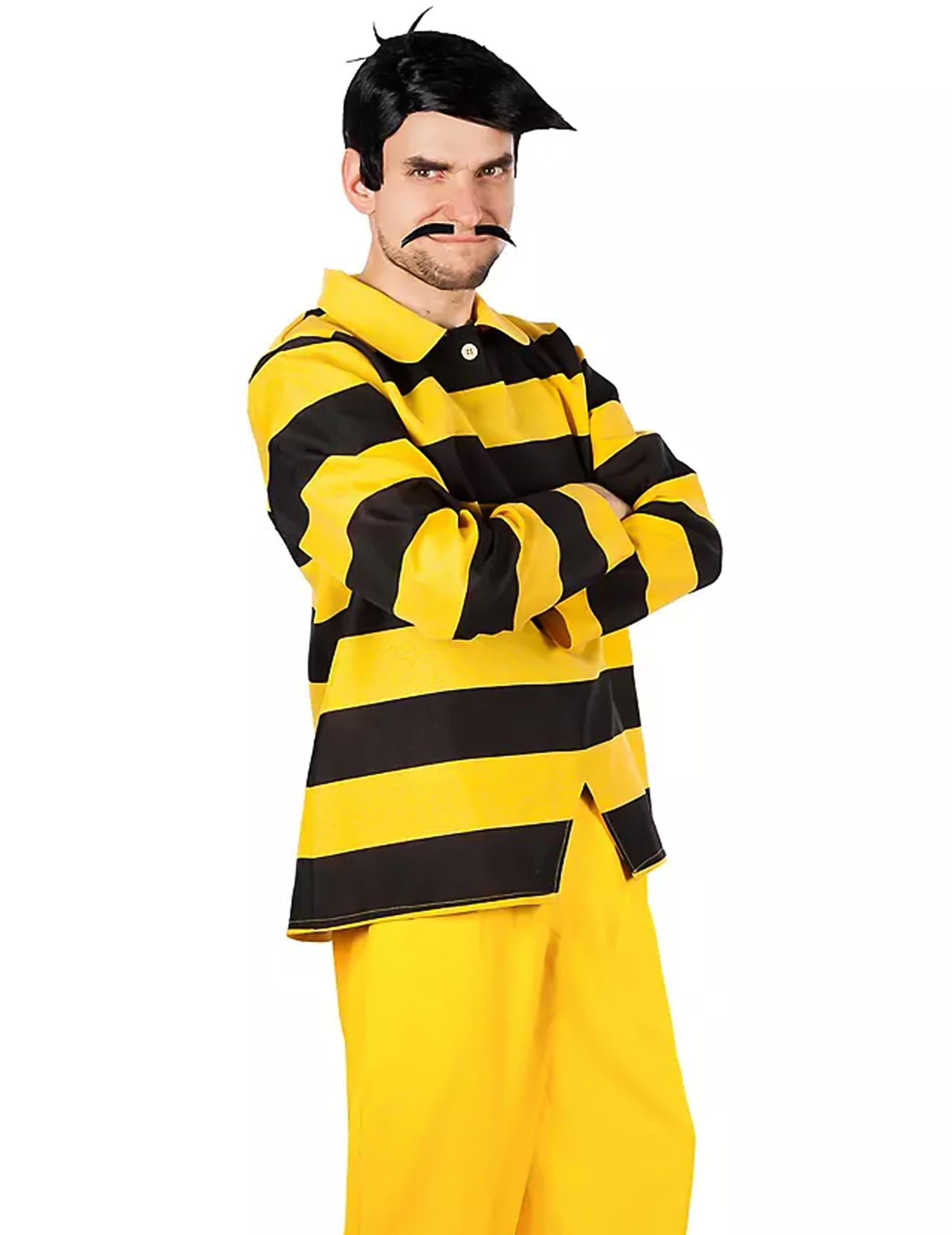 Déguisement Dalton pour homme jaune et noir à rayures
