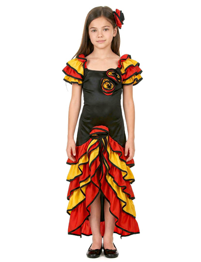 Détail des volants de la robe du déguisement de danseuse espagnole pour fille