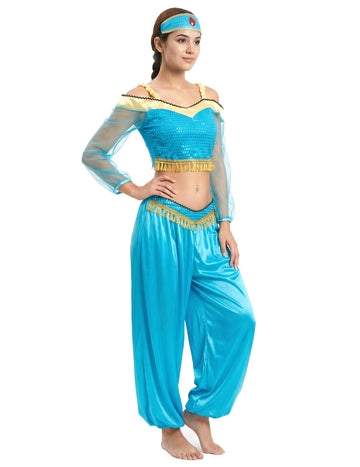 Modrá a zlatá tanečnica kostým žena žena