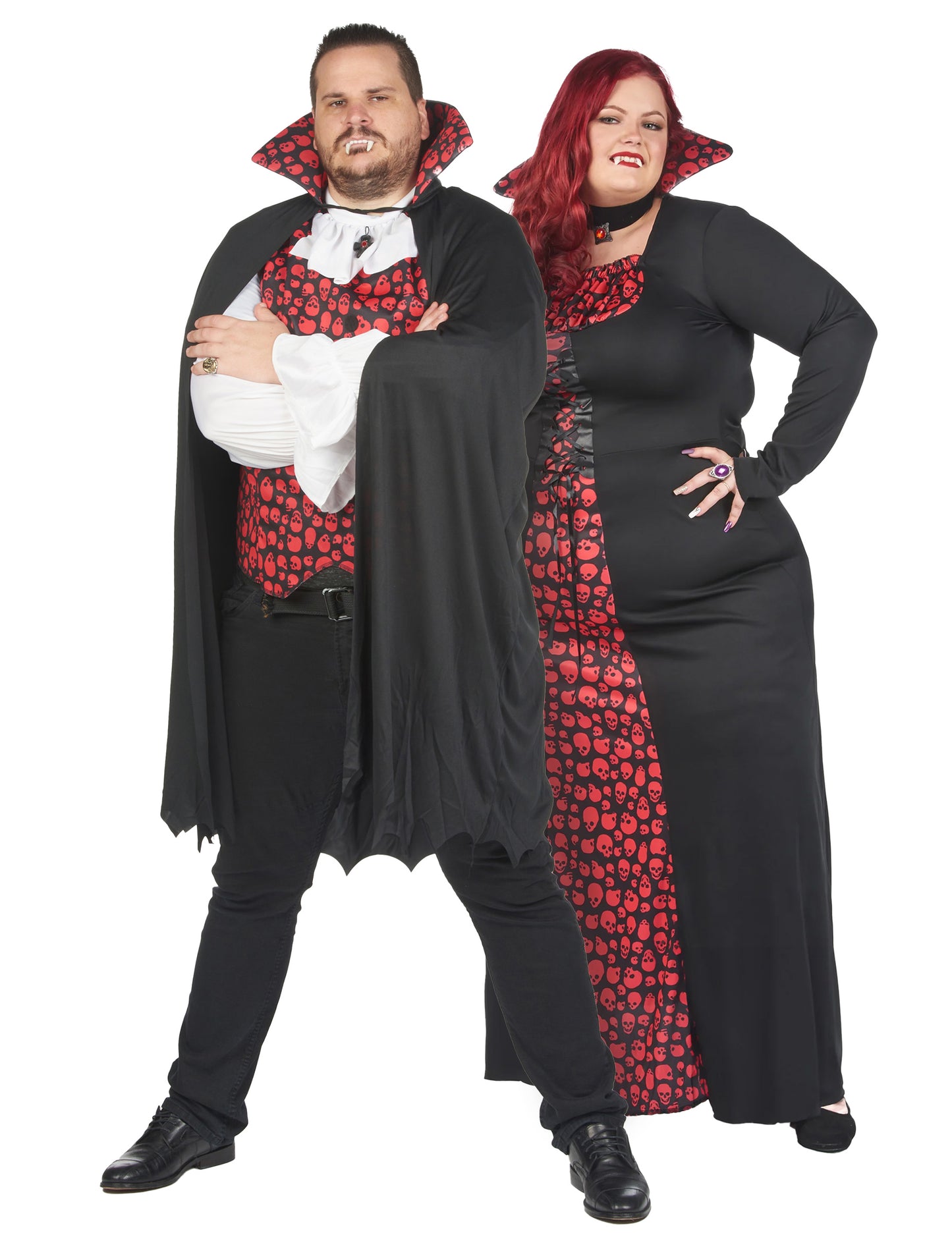 Párový halloweensky kostým upíra vo veľkej veľkosti pre dospelých