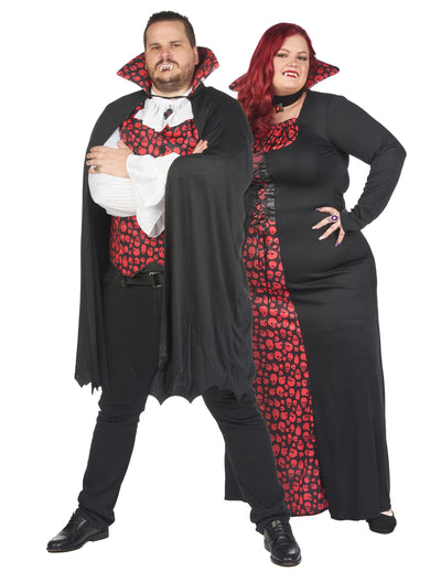 Párový halloweensky kostým upíra vo veľkej veľkosti pre dospelých