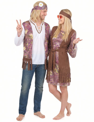 Fialový hippie pár kostým pre dospelých