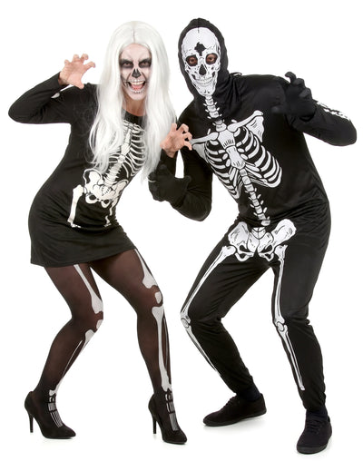 Párikový kostým kostlivcov na Halloween pre dospelých
