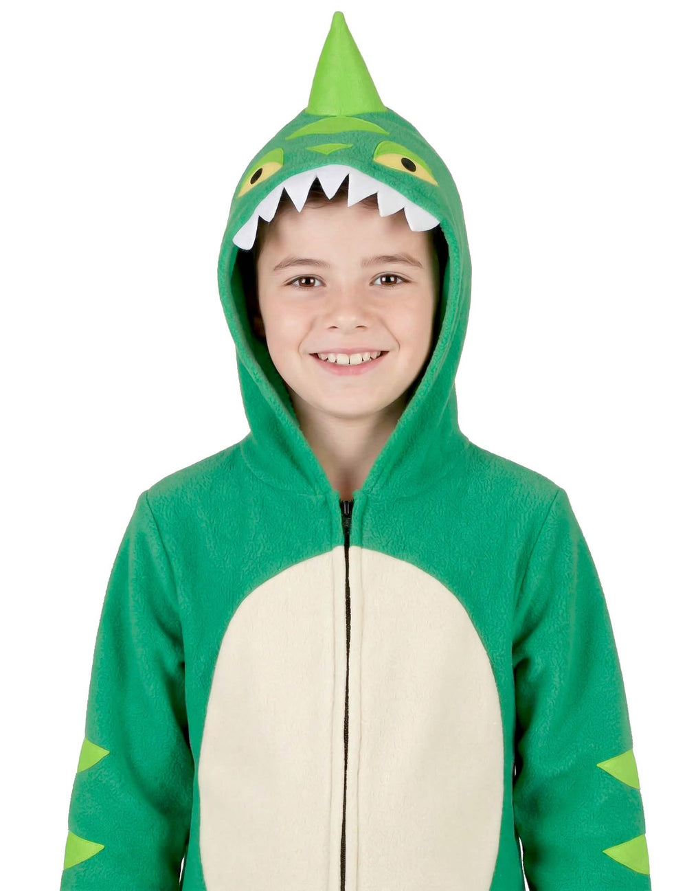 Veľký detail na kapucni detského kostýmu dinosaura