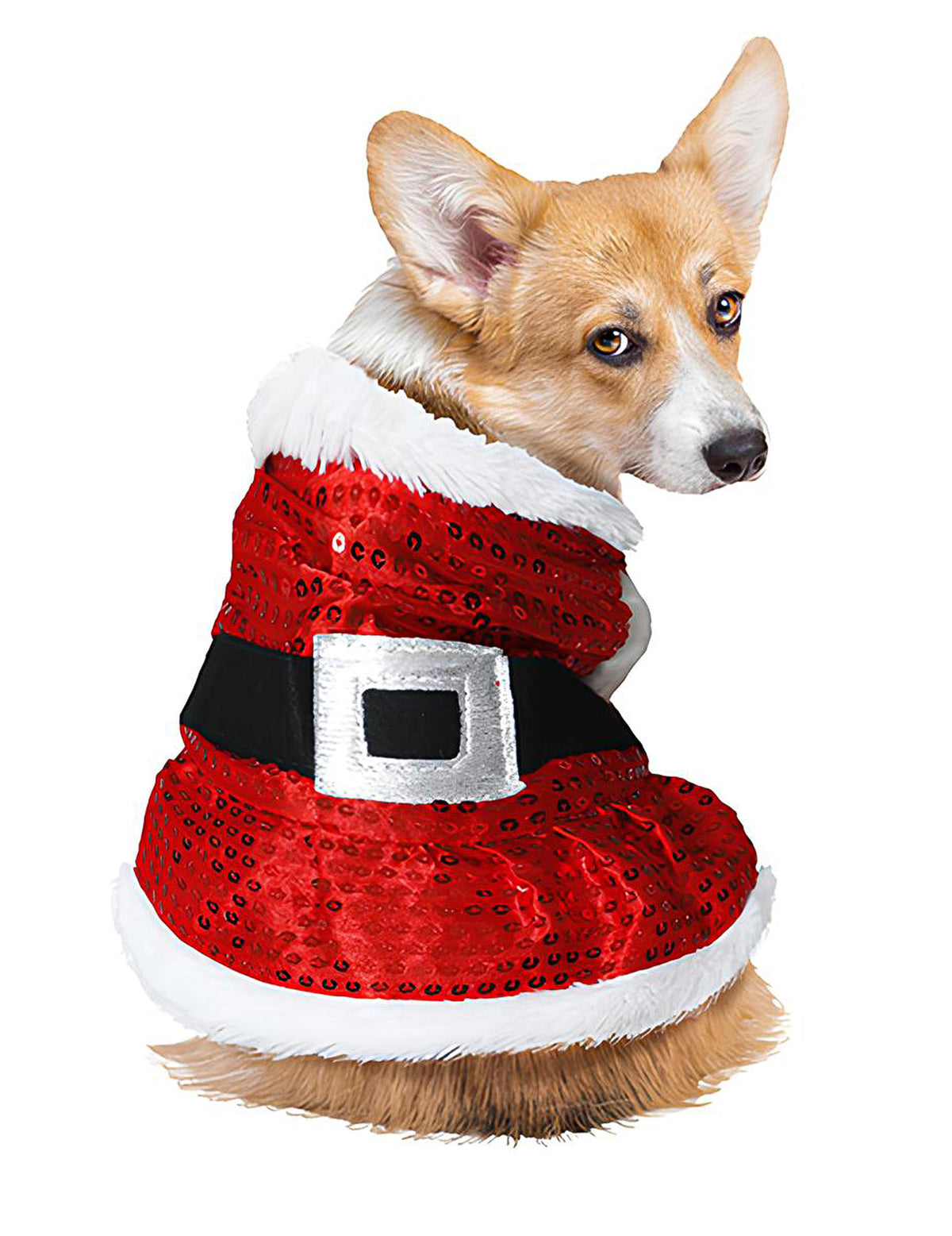 Vue de dos du déguisement de Noël à sequins pour chien