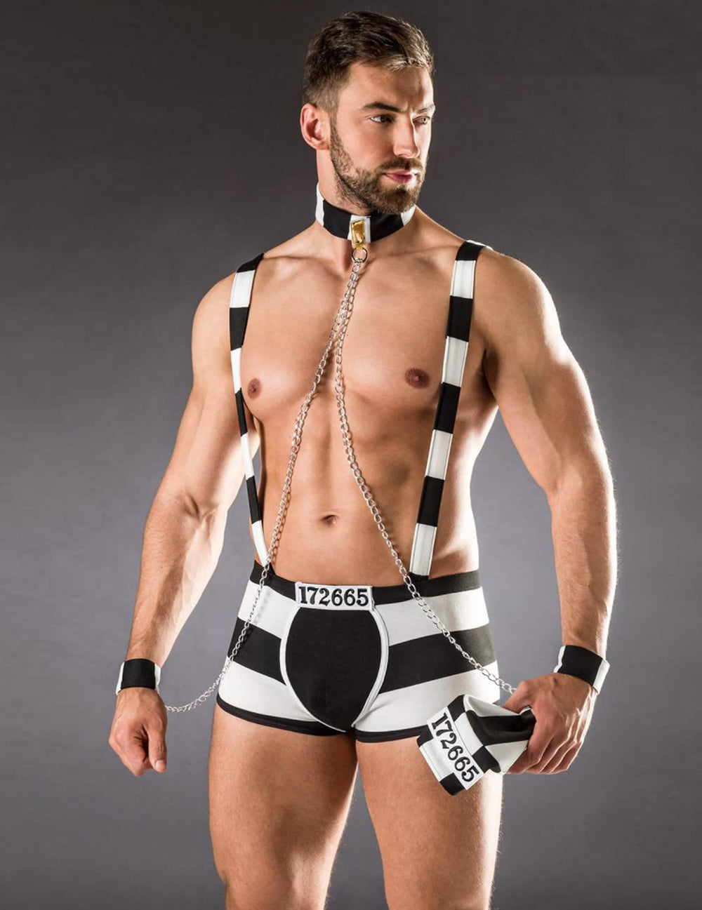 Accessoires et chapeau du déguisement de prisonnier sexy luxe pour homme