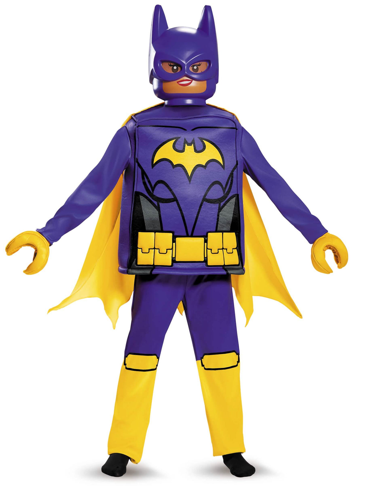 Luxusný kostým Batgirl LEGO Movie pre dieťa fialová a žltá s maskou a plášťom