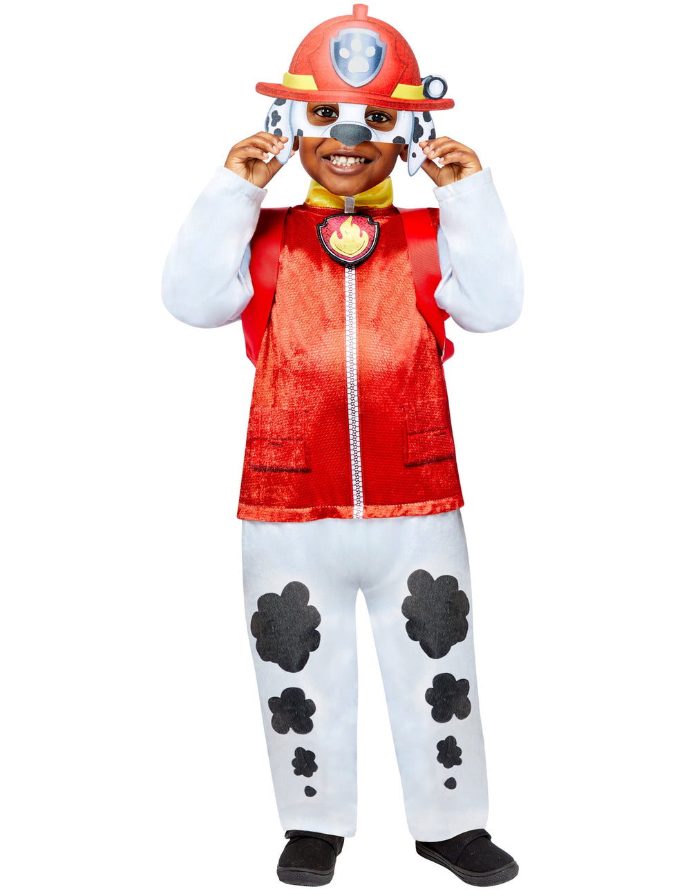 Déguisement deluxe Marcus Pat'Patrouille pour enfant rouge et blanc avec casque et sac à dos