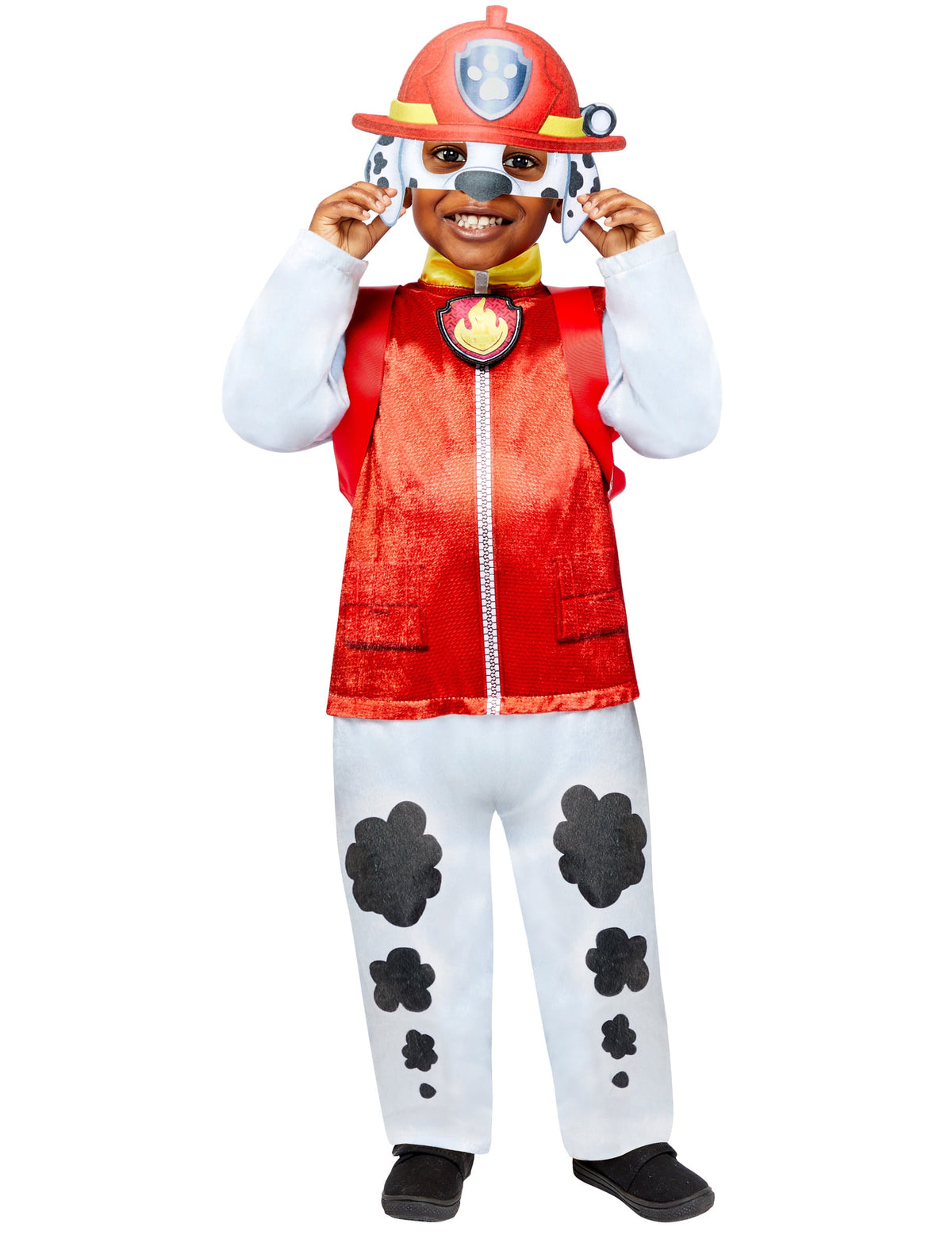 Déguisement deluxe Marcus Pat'Patrouille pour enfant rouge et blanc avec casque et sac à dos
