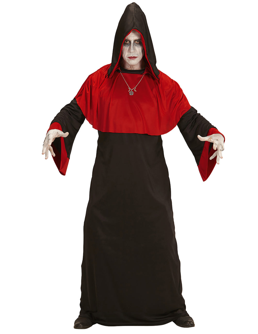 Déguisement de démon de l'apocalypse pour adulte noir et rouge avec capuche et collier