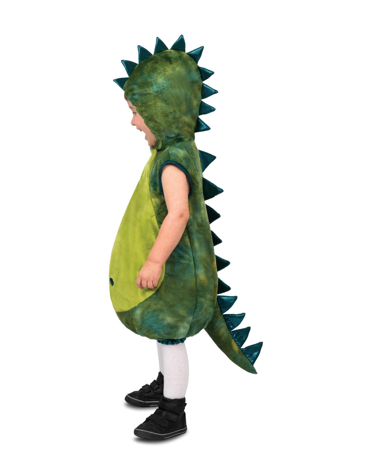 Kostým dinosaurus pre bábätko zelená s hrebeňom a chvostom