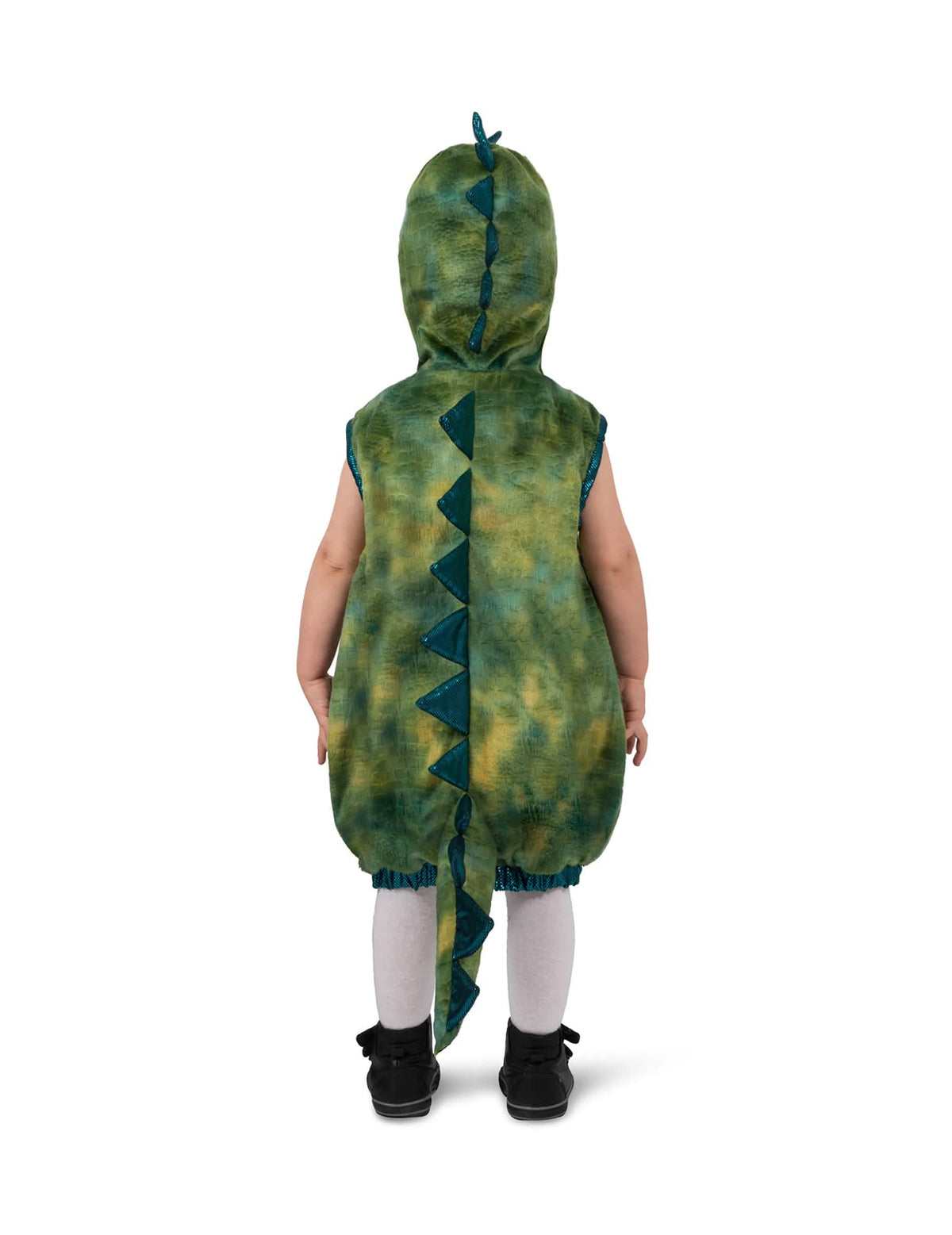 Pohľad zozadu na kostým dinosaura pre bábätko