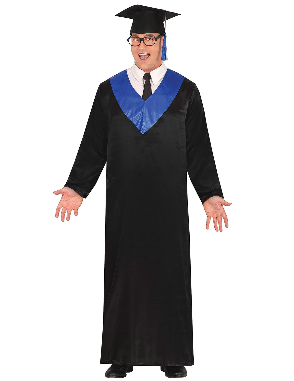 Déguisement diplômé pour adulte bleu et noir avec toque